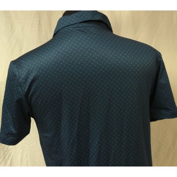 Green Side Mens Small Bluish Green Geometric Floral Outdoor Golf Polo Shirt - Picture 9 of 12